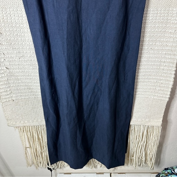 TAYLOR STITCH navy blue Loma linen midi dress M - Picture 11 of 11